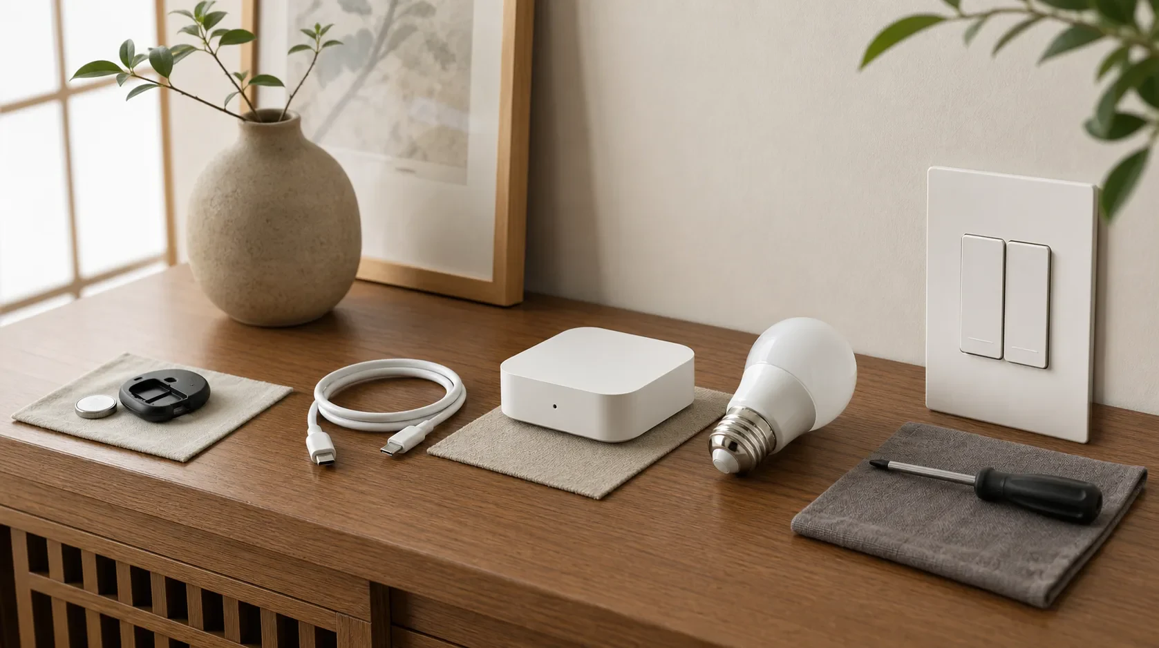 電池交換、専用ブリッジ、照明器具の確認を並べて維持費を考えるイメージ