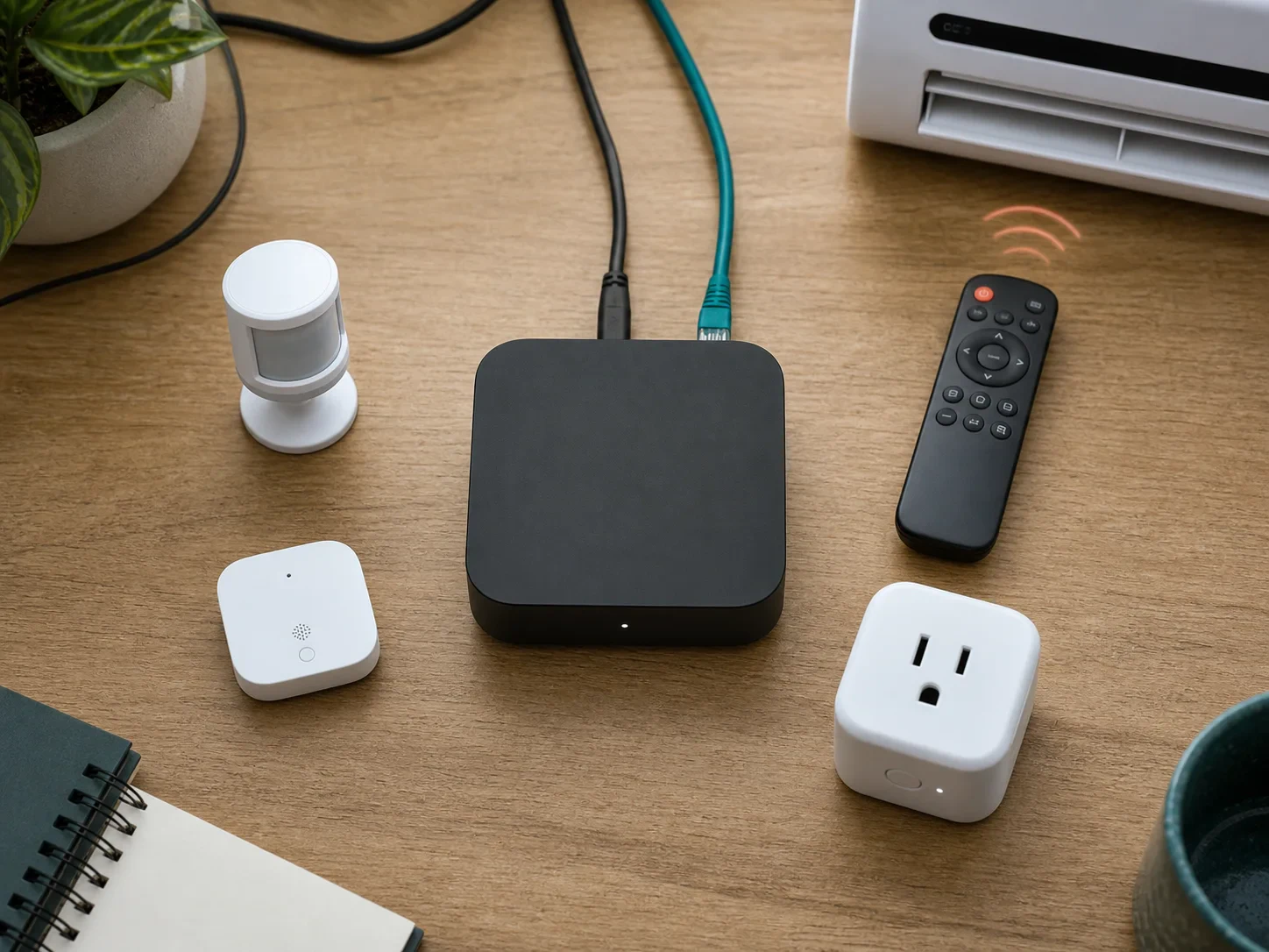 スマートホームの通信機器とセンサーの位置を考えるイメージ