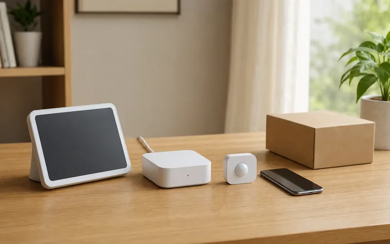 スマートホームの購入順を考えるためにハブと機器を並べたイメージ